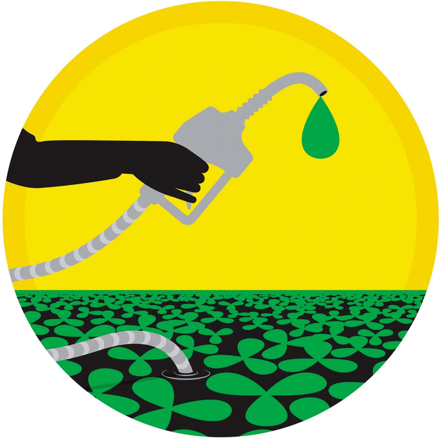 Ilustración de una mano sosteniendo una boquilla de gas.